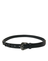 Dolce & Gabbana Black Embellished Leather Engraved Buckle Belt -   -  Dolce & Gabbana.